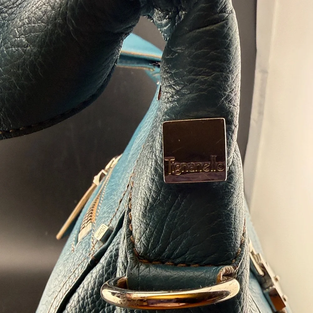 Tignanello Teal Leather Shoulder Bag - Picture 5 of 14